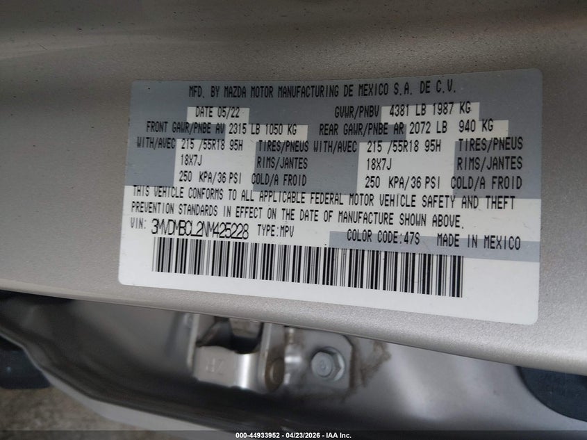 2022 Mazda Cx-30 Preferred VIN: 3MVDMBCL2NM425228 Lot: 44933952