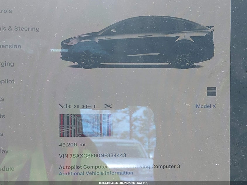 2022 Tesla Model X Plaid Tri Motor All-Wheel Drive VIN: 7SAXCBE60NF334443 Lot: 44934656