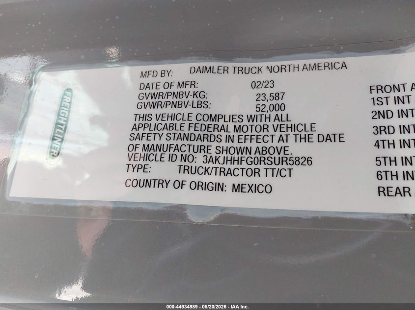 2024 FREIGHTLINER NEW CASCADIA 126 auction photo 8