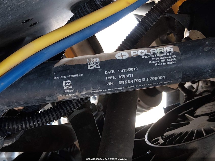 2020 Polaris Rzr Xp 4 Turbo VIN: 3NSN4E925LF799001 Lot: 44935054