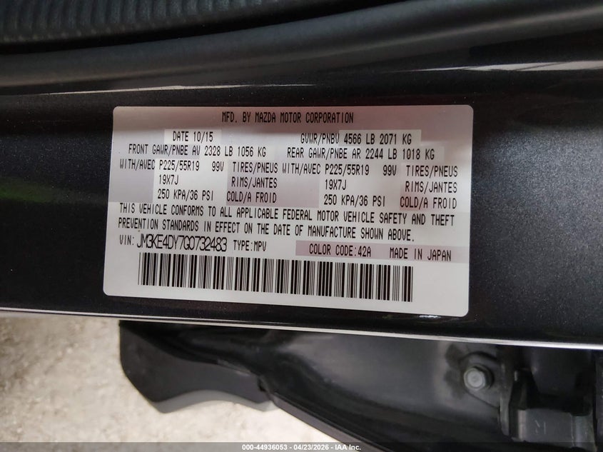 2016 Mazda Cx-5 Grand Touring VIN: JM3KE4DY7G0732483 Lot: 44936053