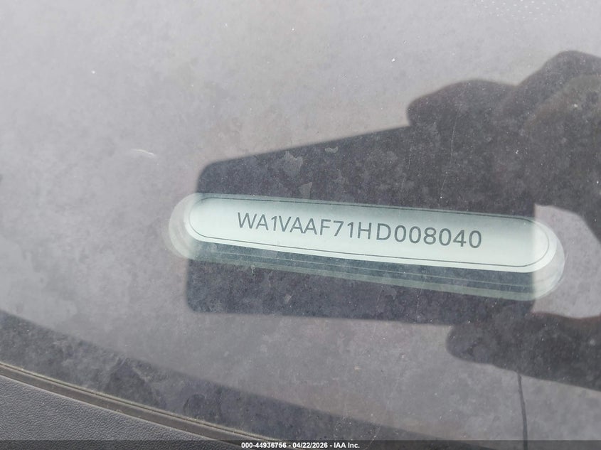 2017 Audi Q7 3.0T Premium VIN: WA1VAAF71HD008040 Lot: 44936756