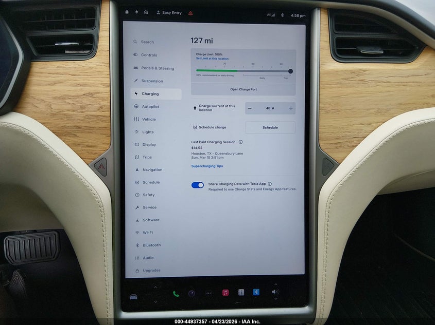 2019 Tesla Model S 100D/75D/Long Range/Standard Range VIN: 5YJSA1E29KF307273 Lot: 44937357