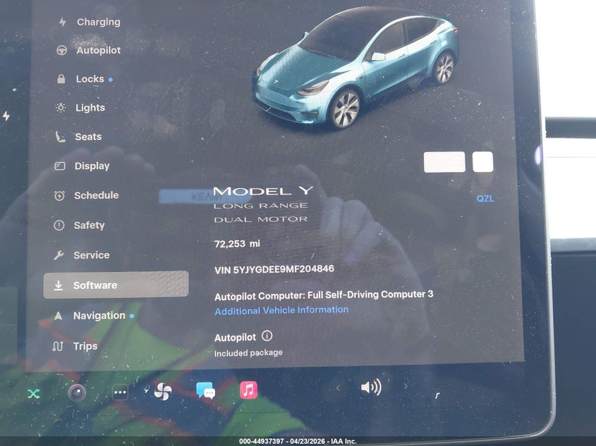 2021 Tesla Model Y Long Range Dual Motor All-Wheel Drive VIN: 5YJYGDEE9MF204846 Lot: 44937397