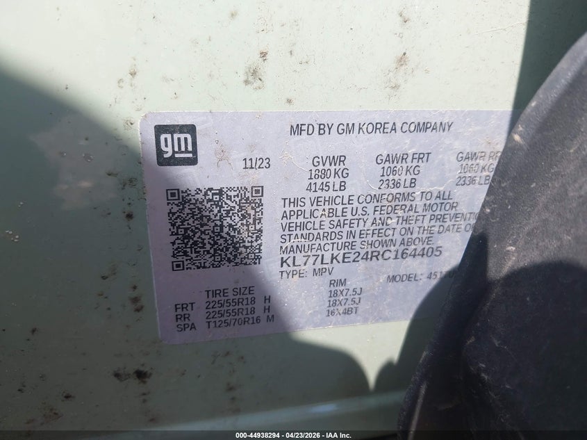 VIN KL77LKE24RC164405 2024 CHEVROLET TRAX FWD ACTIV