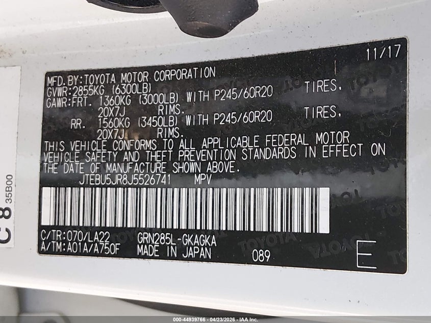 2018 TOYOTA 4RUNNER LIMITED — Photo 9