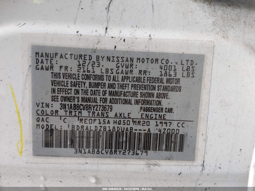 VIN 3N1AB8CV8RY273679 2024 NISSAN SENTRA SV XTRONIC CVT