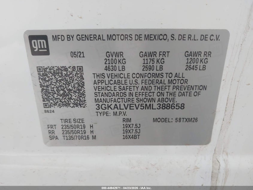 2021 GMC Terrain Awd Slt VIN: 3GKALVEV5ML388658 Lot: 44942971