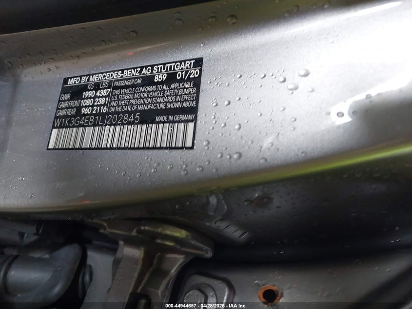 2020 Mercedes-Benz A 220 VIN: W1K3G4EB1LJ202845 Lot: 44944657
