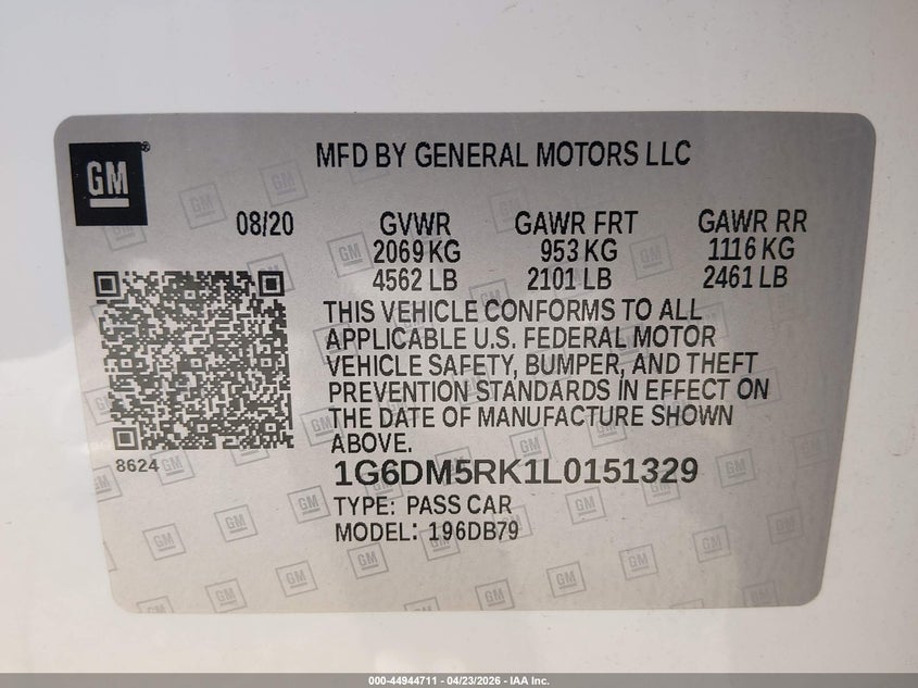 2020 Cadillac Ct5 Luxury VIN: 1G6DM5RK1L0151329 Lot: 44944711