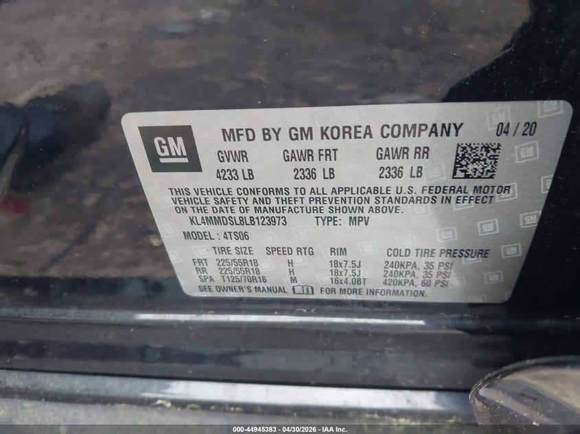 2020 Buick Encore Gx Fwd Select VIN: KL4MMDSL8LB123973 Lot: 44945383