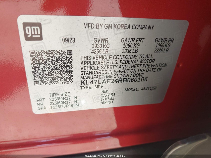 2024 Buick Envista Preferred Fwd VIN: KL47LAE24RB060106 Lot: 44946103
