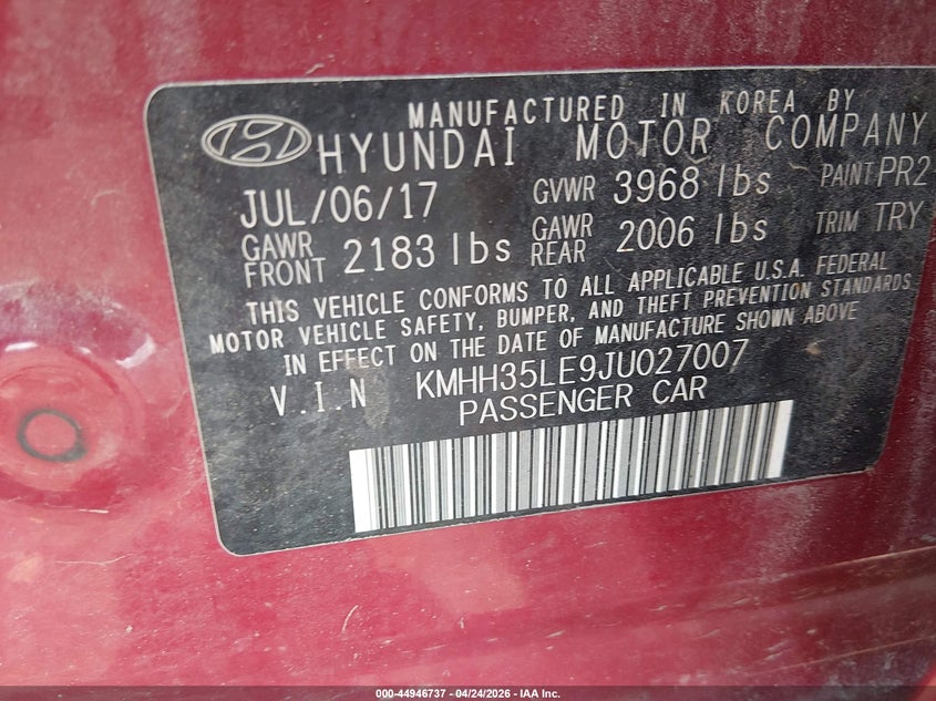 VIN KMHH35LE9JU027007 2018 HYUNDAI ELANTRA GT