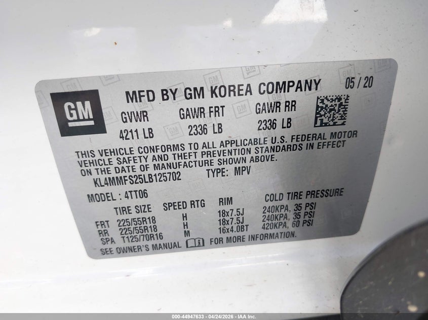 2020 Buick Encore Gx Fwd Essence VIN: KL4MMFS25LB125702 Lot: 44947633