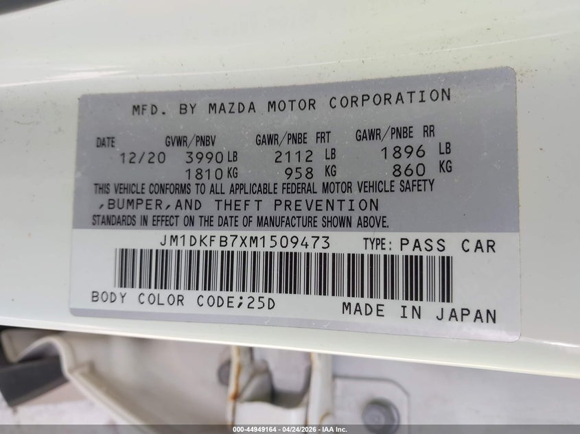 2021 Mazda Cx-3 Sport VIN: JM1DKFB7XM1509473 Lot: 44949164
