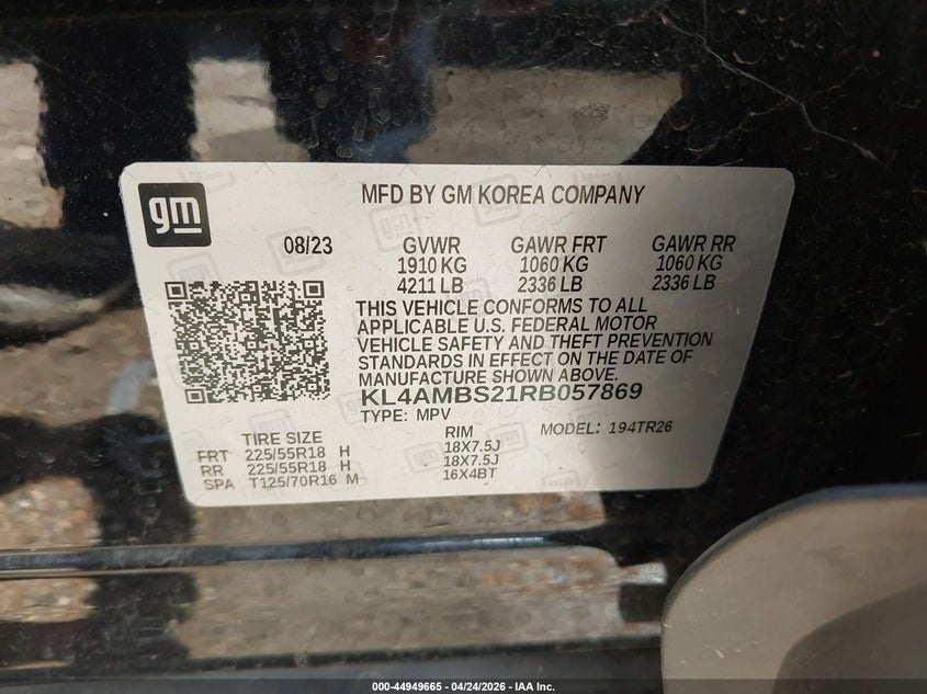 2024 Buick Encore Gx Preferred Fwd VIN: KL4AMBS21RB057869 Lot: 44949665