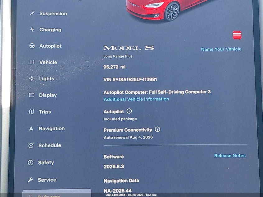 2020 TESLA MODEL S auction photo 7
