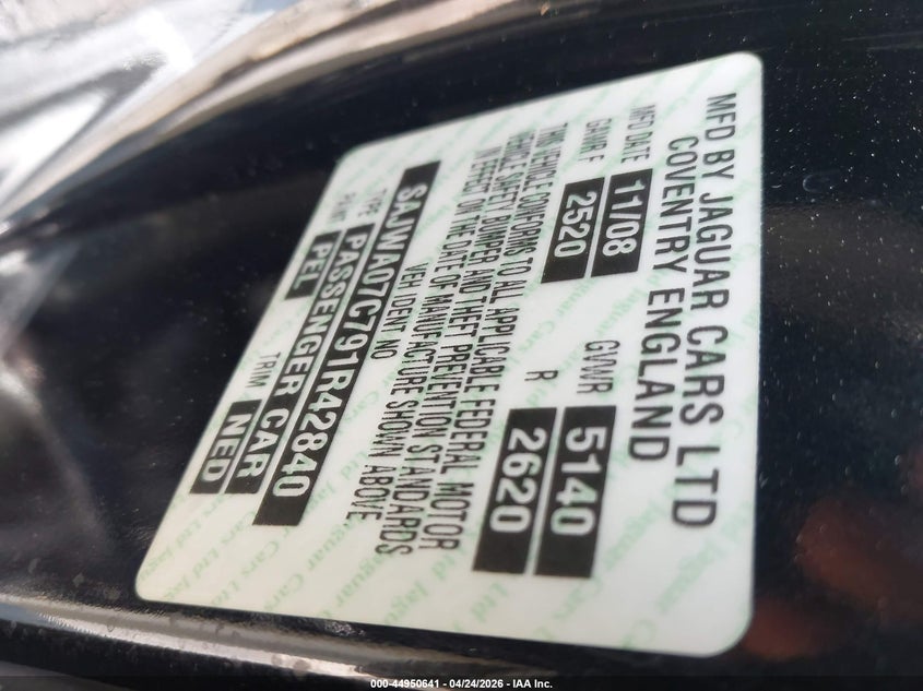 2009 Jaguar Xf Supercharged VIN: SAJWA07C791R42840 Lot: 44950641