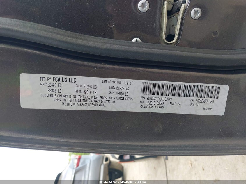 2018 DODGE CHARGER SEDAN 5.7L V-8 370HP