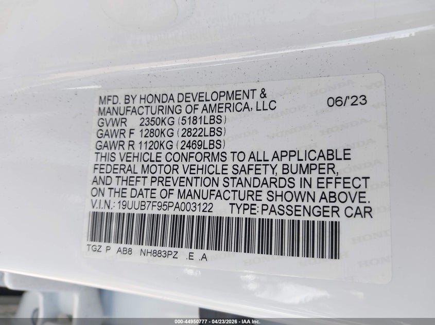 2023 ACURA TLX(VIN: 19UUB7F95PA003122
