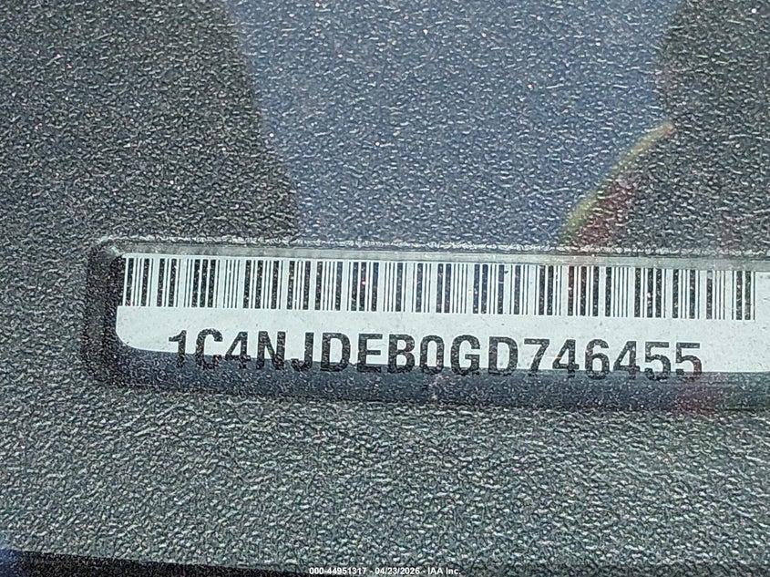 2016 Jeep Compass High Altitude Edition VIN: 1C4NJDEB0GD746455 Lot: 44951317