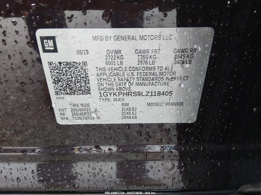2020 Cadillac Xt6 Awd Sport VIN: 1GYKPHRS9LZ118405 Lot: 44951734