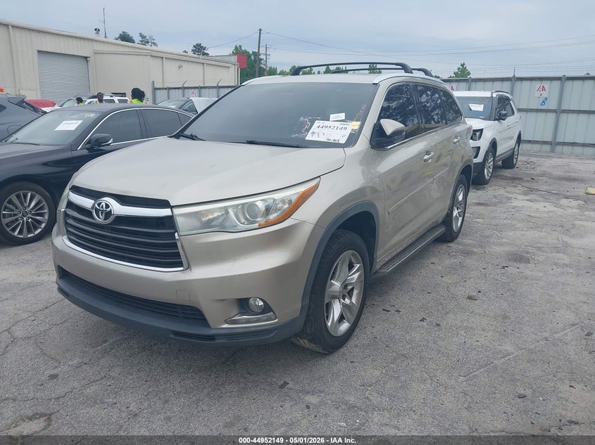 Vin: 5tdykrfhxfs043572, lot: 45449550, toyota highlander limited v6 20152