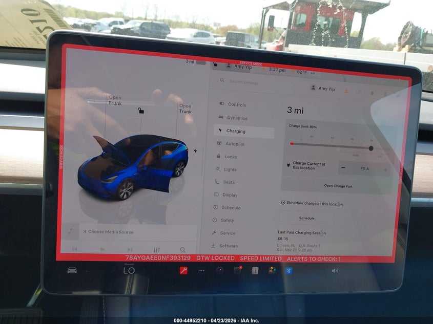 2022 Tesla Model Y Long Range Dual Motor All-Wheel Drive VIN: 7SAYGAEE0NF393129 Lot: 44952210