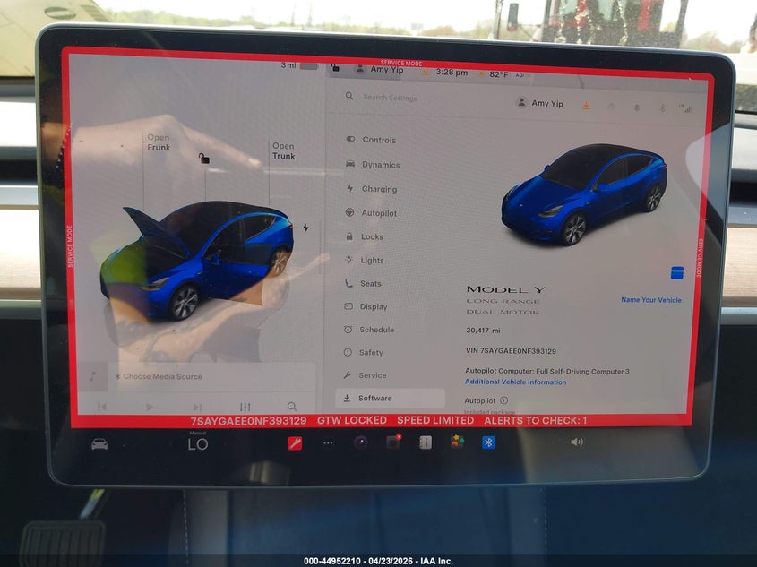 2022 Tesla Model Y Long Range Dual Motor All-Wheel Drive VIN: 7SAYGAEE0NF393129 Lot: 44952210