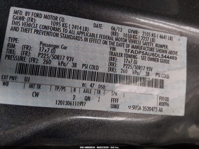 2013 FORD C-MAX HATCHBACK 2.0L I-4 DOHC, VVT, 141HP