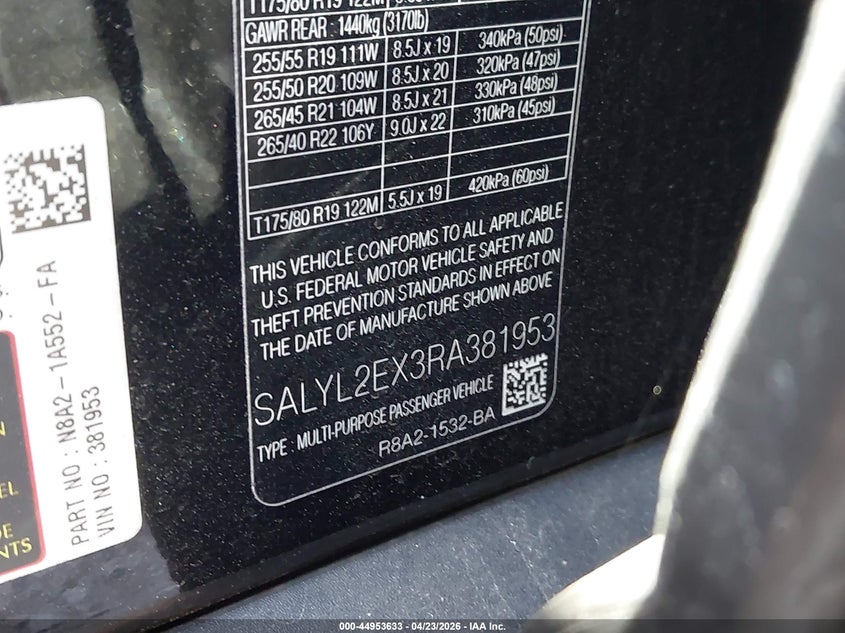 2024 Land Rover Range Rover Velar P250 Dynamic Se VIN: SALYL2EX3RA381953 Lot: 44953633