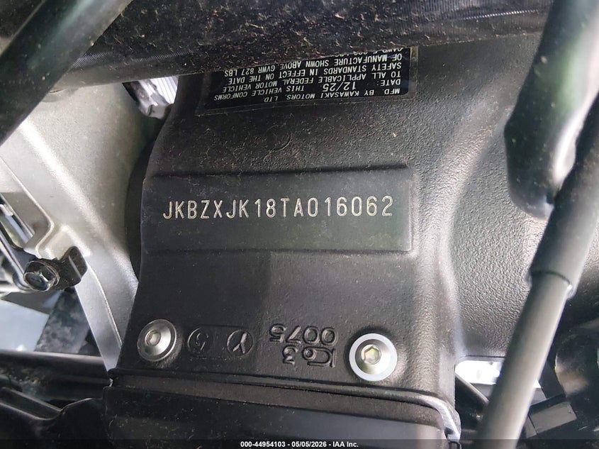 2026 Kawasaki Zx636 K VIN: JKBZXJK18TA016062 Lot: 44954103