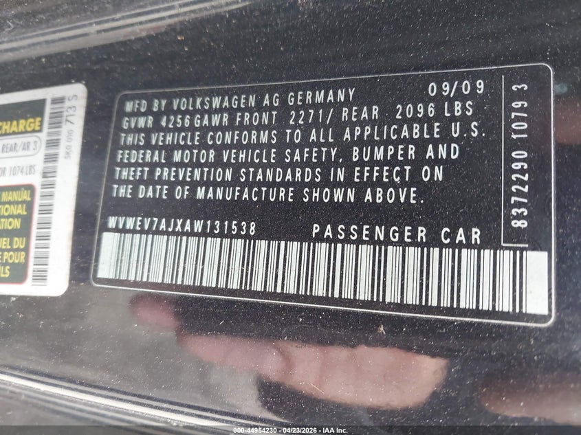 2010 Volkswagen Gti 2-Door VIN: WVWEV7AJXAW131538 Lot: 44954230
