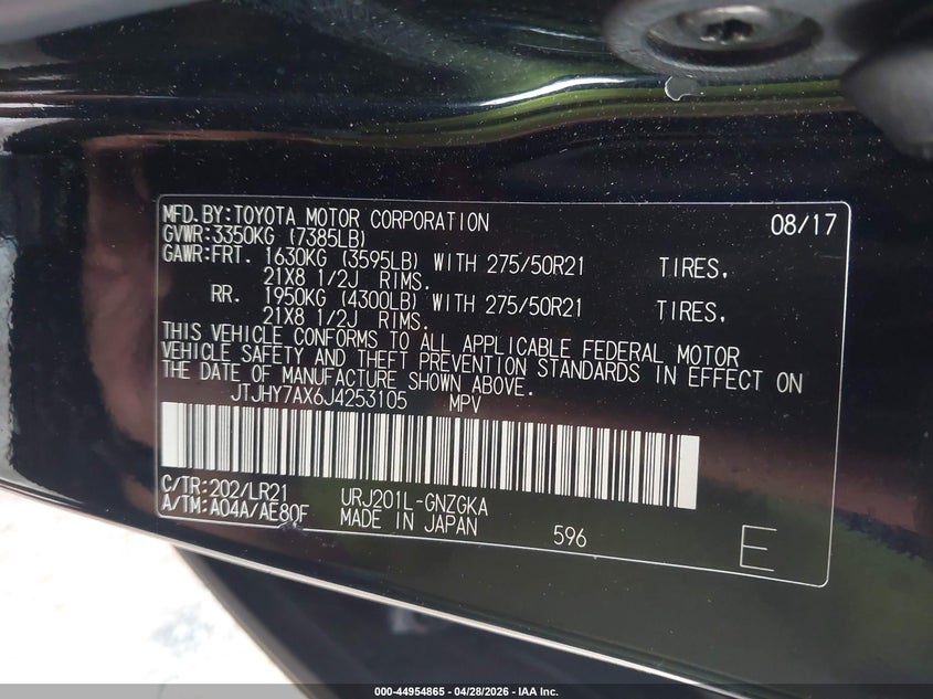 2018 Lexus Lx 570 Three-Row VIN: JTJHY7AX6J4253105 Lot: 44954865