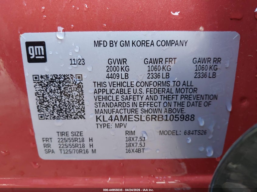 2024 Buick Encore Gx Sport Touring Awd VIN: KL4AMESL6RB105988 Lot: 44955035