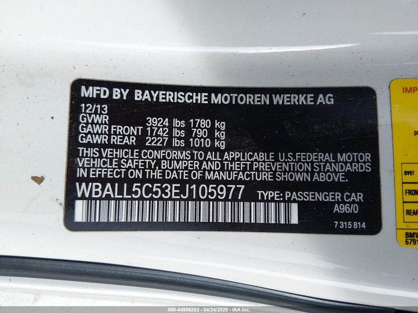 2014 BMW Z4 Sdrive28I VIN: WBALL5C53EJ105977 Lot: 44956282