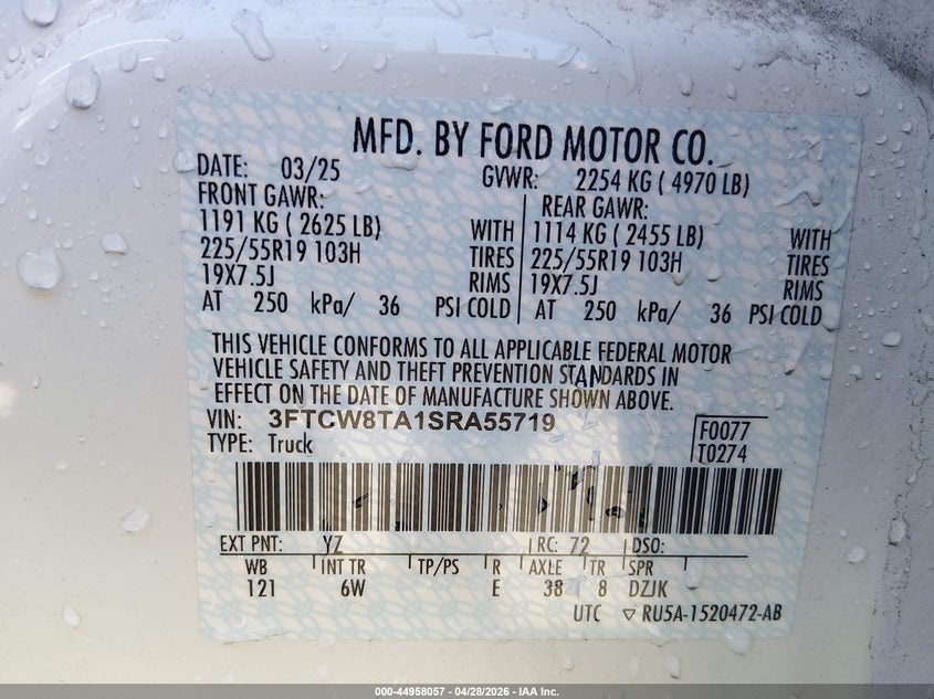 2025 FORD MAVERICK TRUCK 2.0L I-4 DI, DOHC, VVT, TURBO, 250HP