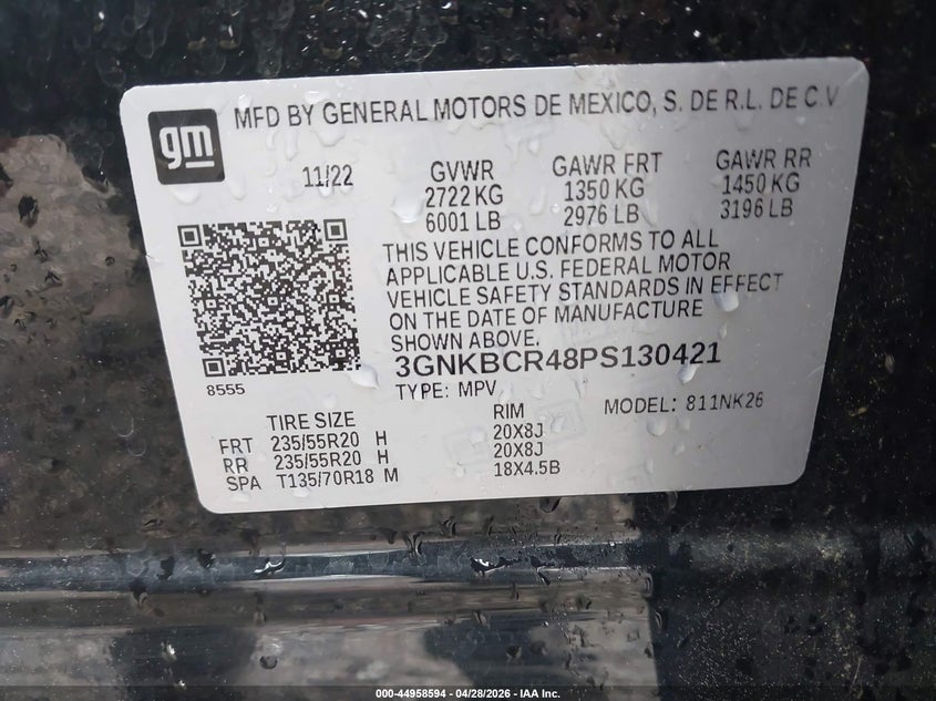 VIN 3GNKBCR48PS130421 2023 CHEVROLET BLAZER FWD 2LT