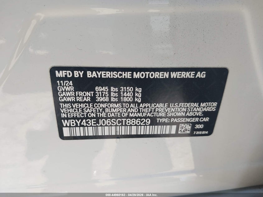 2025 BMW I7 SEDAN ELECTRIC