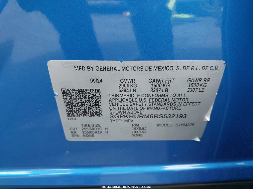 2024 Honda Prologue Ex VIN: 3GPKHURM6RS532193 Lot: 44960444