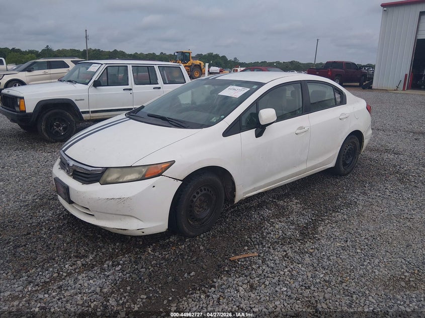 2012 Honda Civic 1.8 Lx White Lot 111044962727 Vin 2HGFB2F50CH314896