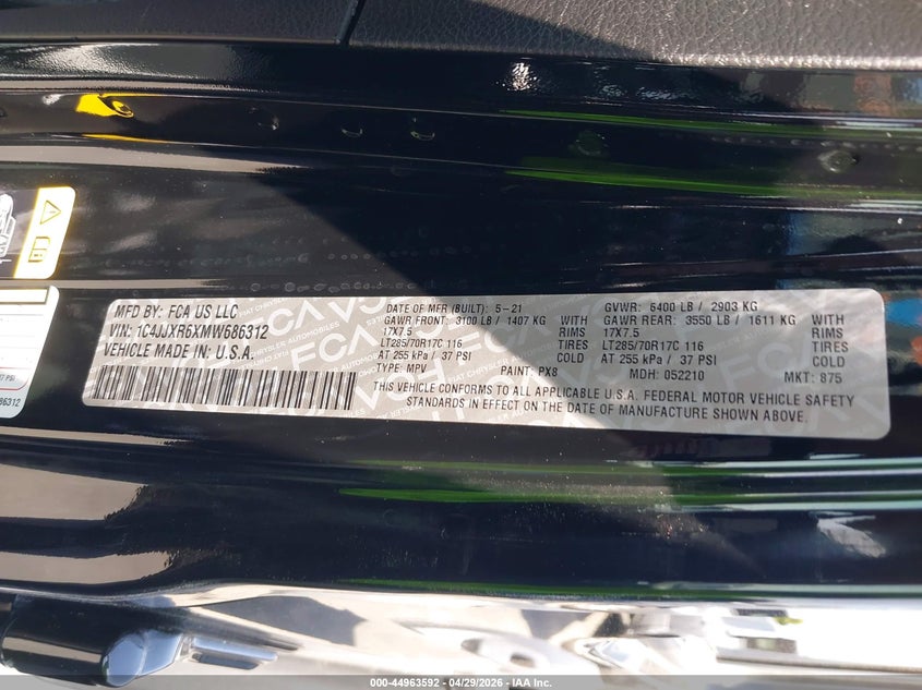 2021 Jeep Wrangler 4Xe Unlimited Rubicon 4X4 VIN: 1C4JJXR6XMW686312 Lot: 44963592