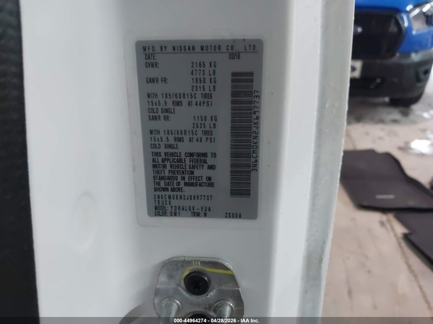 2018 Nissan Nv200 Sv VIN: 3N6CM0KN2JK697737 Lot: 44964274