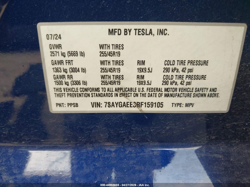 2024 TESLA MODEL Y SPORT UTILITY VEHICLE ELECTRIC