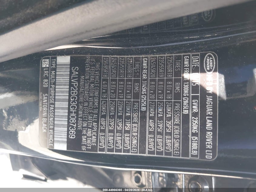 2016 Land Rover Range Rover Evoque Se/Se Premium VIN: SALVP2BG3GH087369 Lot: 44966365