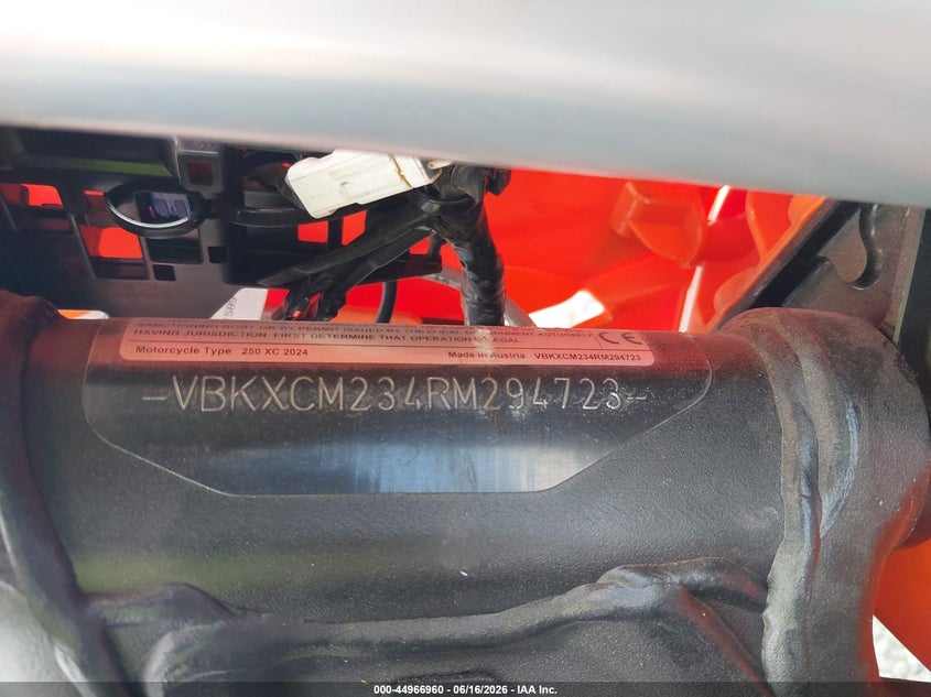 2024 Ktm 300 Xc Tpi VIN: VBKXCM234RM294723 Lot: 44966960