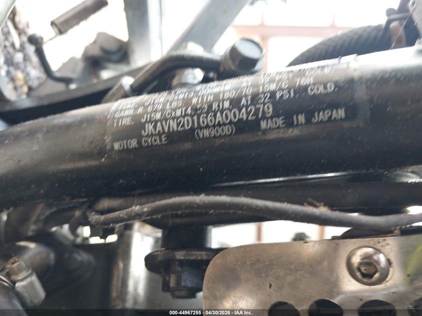 2006 Kawasaki Vn900 D VIN: JKAVN2D166A004279 Lot: 44967255