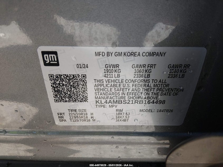 2024 Buick Encore Gx Preferred Fwd VIN: KL4AMBS21RB164498 Lot: 44970029