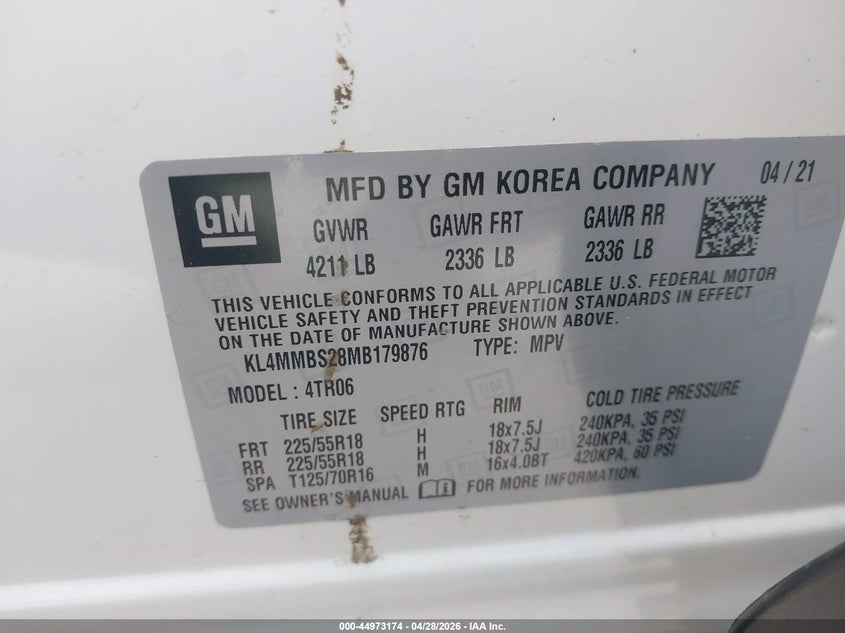 2021 Buick Encore Gx Fwd Preferred VIN: KL4MMBS28MB179876 Lot: 44973174