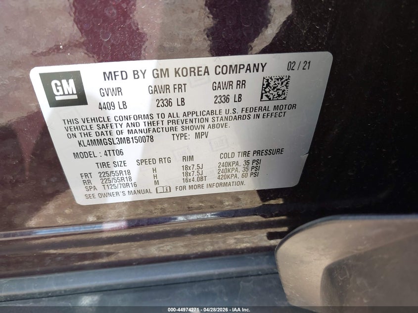 2021 Buick Encore Gx Awd Essence VIN: KL4MMGSL3MB150078 Lot: 44974271